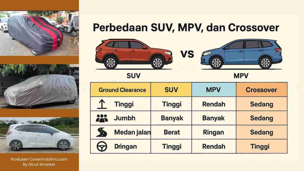 Perbedaan Mobil SUV, MPV dan Crossover- Cover Mobilmu by Gicut Smarket