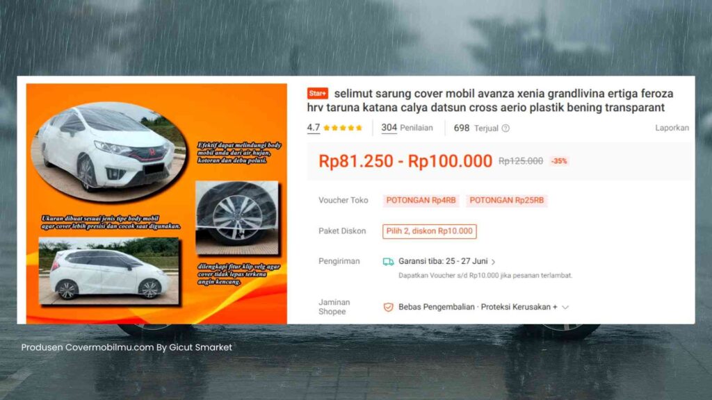 Promo Sarung Mobil Anti Air - Cover Mobilmu By Gicut Smarket