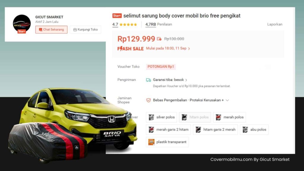 Sarung mobil Brio murah - Covermobilmu By Gicut Smarket