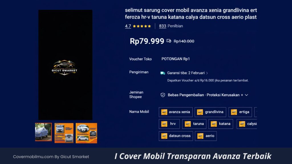 Cover Mobil Transparan Avanza - Cover Mobilmu