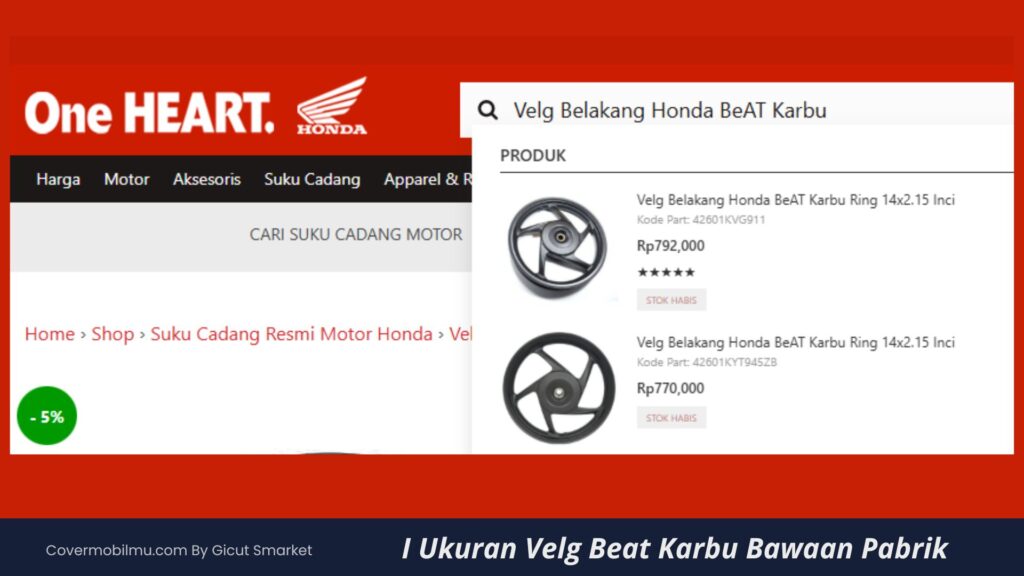 Ukuran Velg dan dan Ban Beat Karbu Bawaan Pabrik - Cover Mobilmu